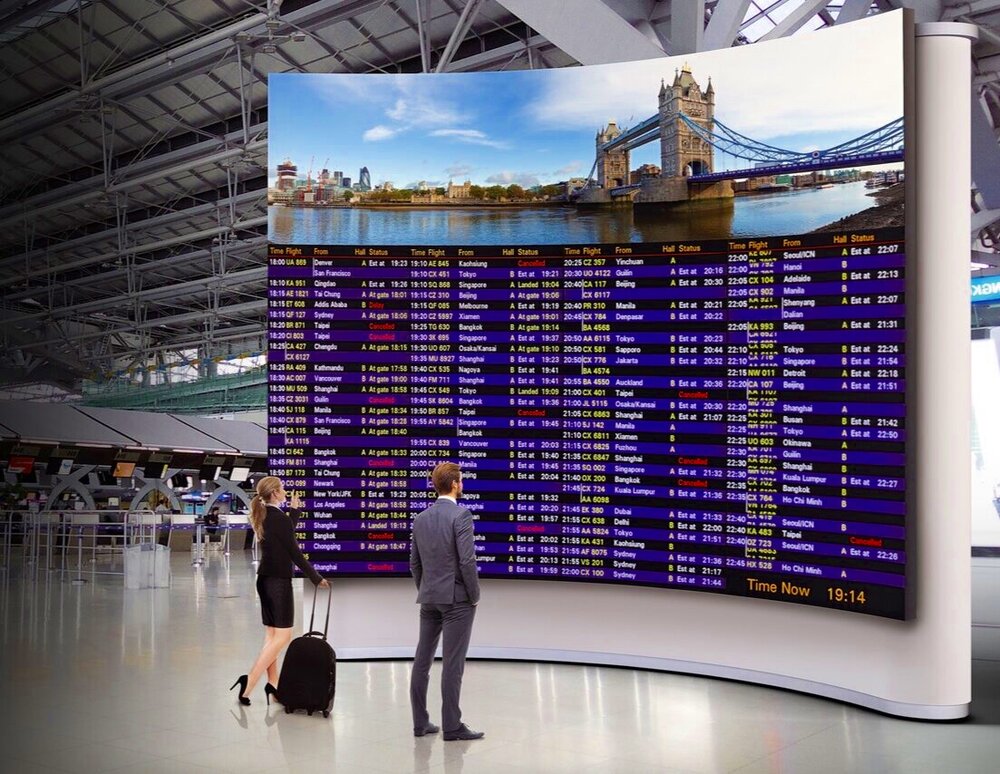 Curved Video Wall at the airport