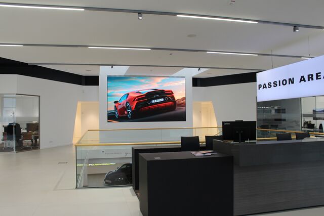 LED video wall enhances Lamborghini dealership