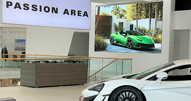 LED video wall enhances Lamborghini dealership